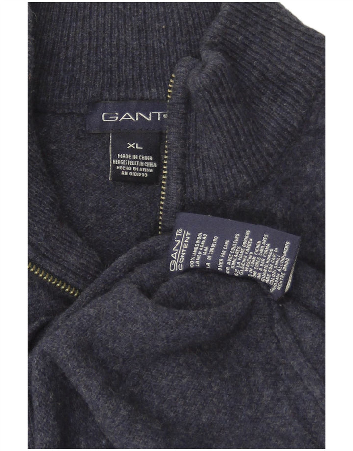 Suéter cardigã masculino Gant XL lã de cordeiro azul marinho
