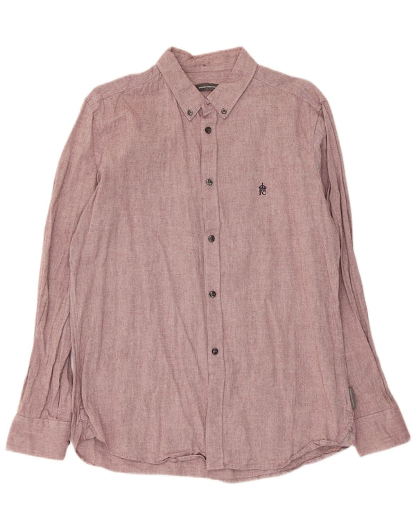 Camisa masculina French Connection grande algodão rosa