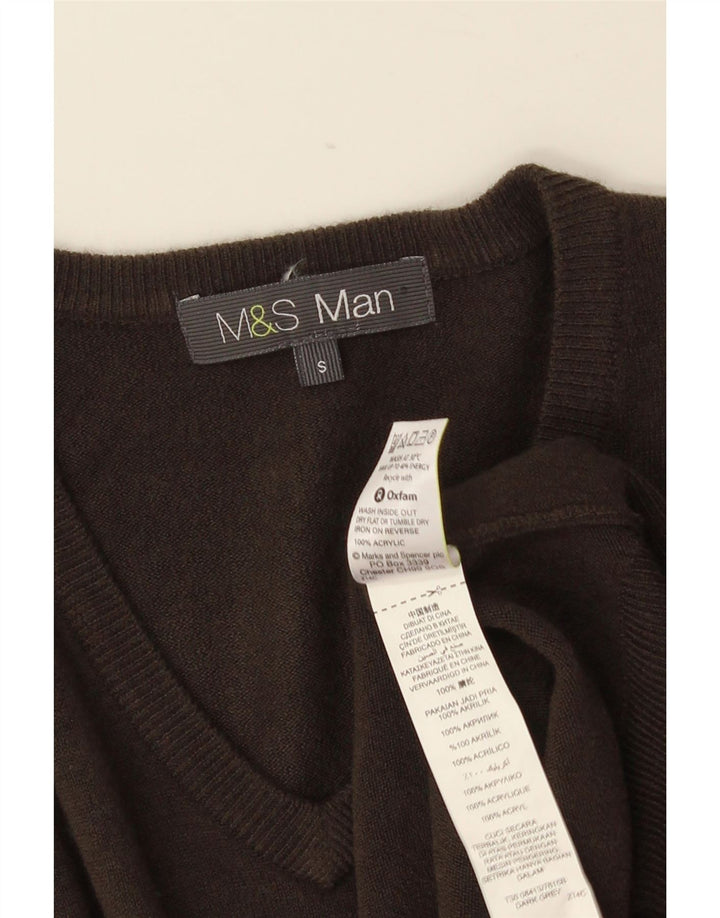 MARKS & SPENCER Suéter masculino com decote em V pequeno acrílico cinza