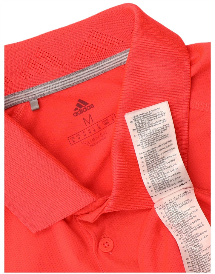 Adidas Mens Climacool Polo Shirt Médio Vermelho Colorblock Poliéster