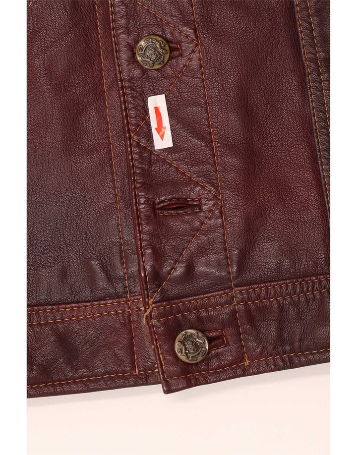 Conbipel Mens Leather Gilet UK 40 Grande Borgonha