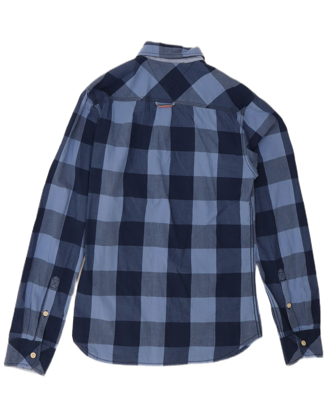 Camisa masculina Tommy Hilfiger pequena xadrez azul marinho de algodão
