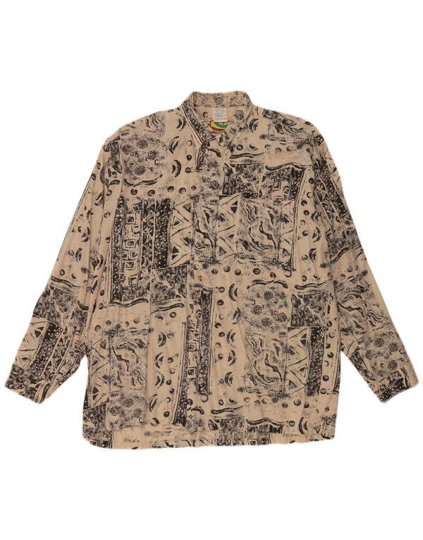 Camisa masculina vintage tamanho 41/42 16 1/2 grande viscose geométrica bege
