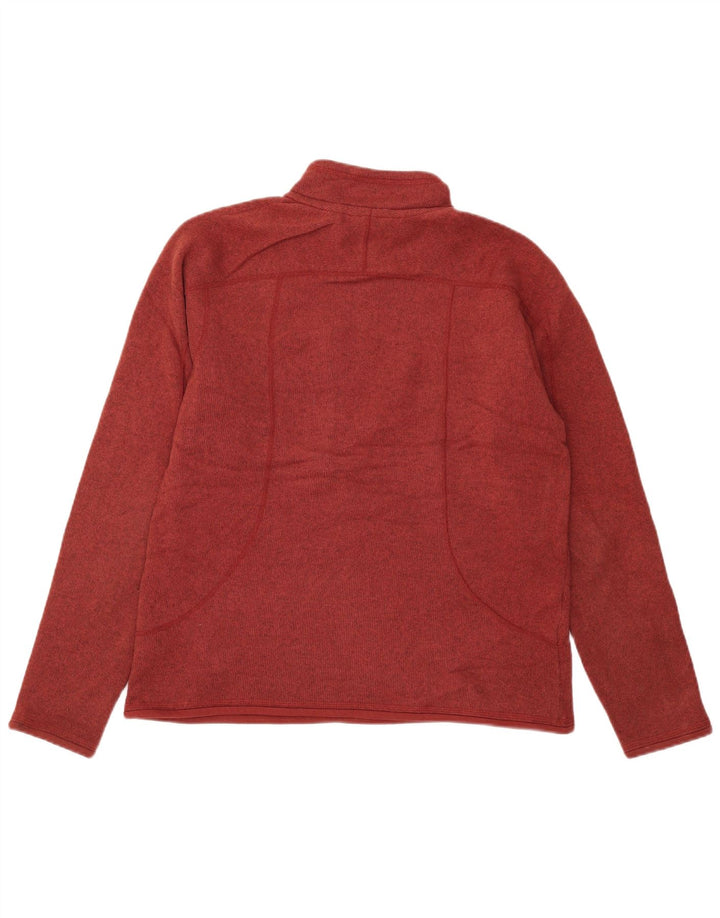 Eddie Bauer Suéter masculino com gola e zíper médio Borgonha salpicado