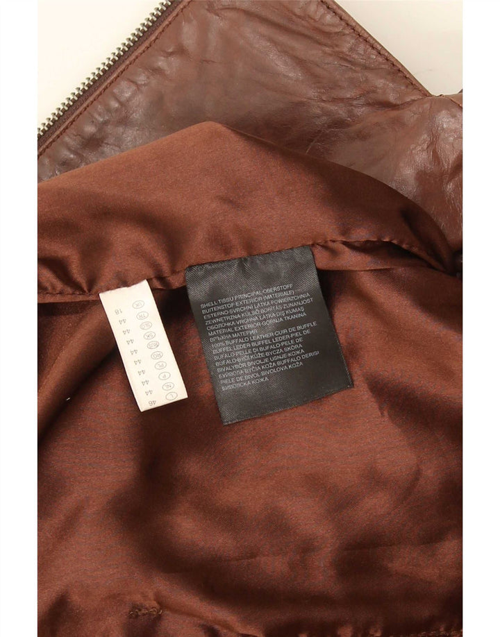 Jaqueta de couro feminina C&A UK 18 XL marrom