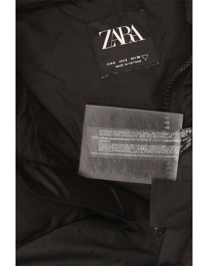 Jaqueta masculina acolchoada com capuz e ajuste solto ZARA Reino Unido 36 poliéster preto pequeno