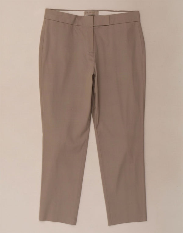 Calça feminina Marks & Spencer Crop Suit UK 10 pequena W27 L23 algodão bege