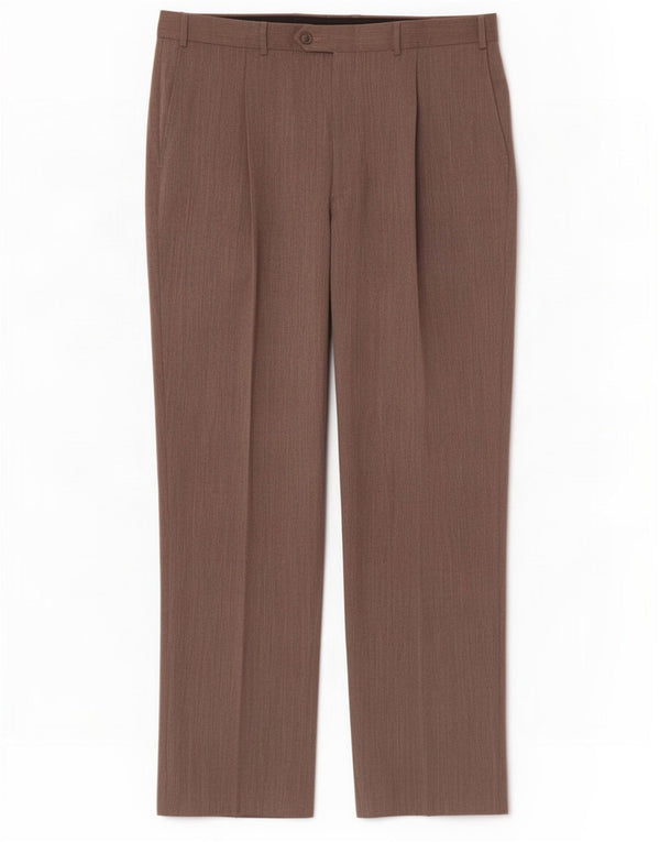 Calça masculina de terno reto Marks & Spencer W38 L33 poliéster bege