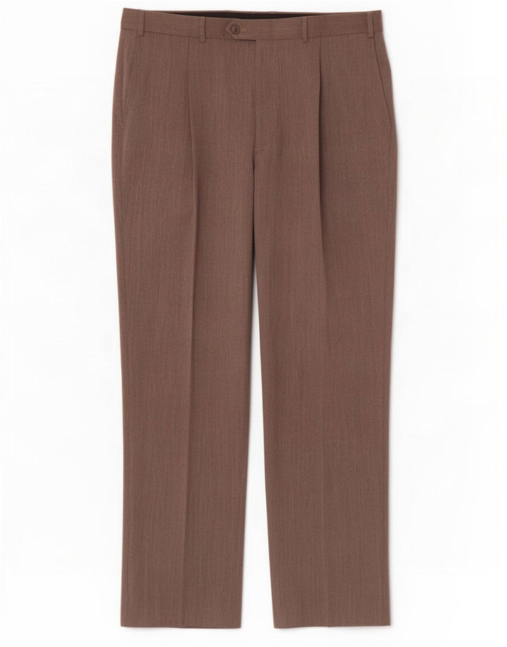 Calça masculina de terno reto Marks & Spencer W38 L33 poliéster bege