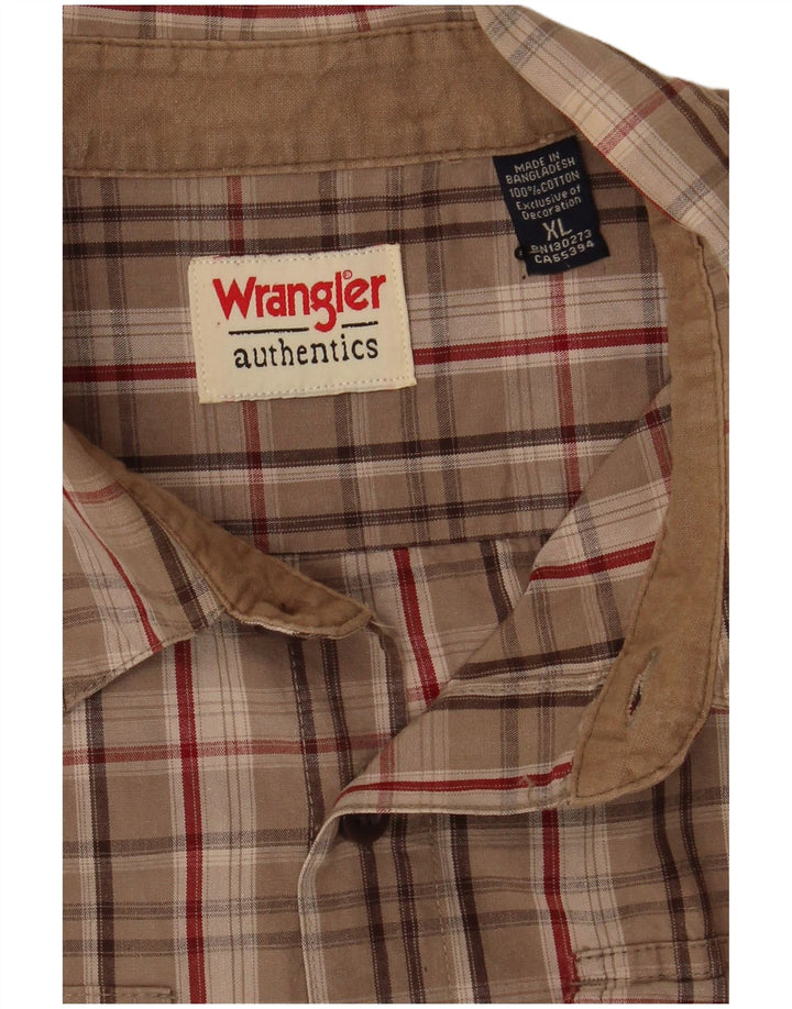 Camisa masculina Wrangler XL bege xadrez algodão