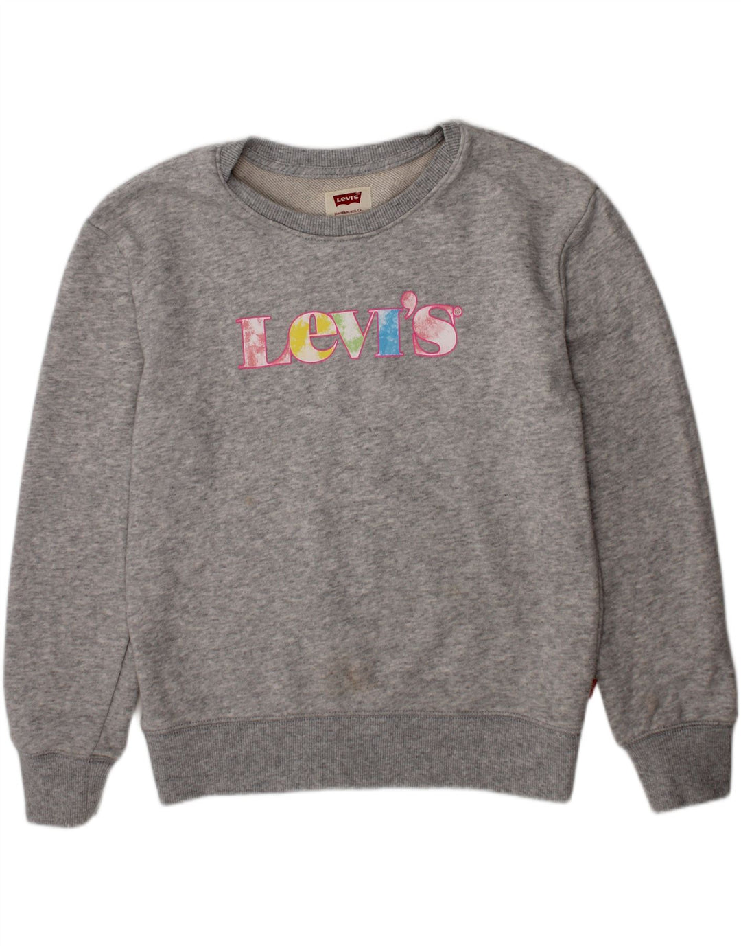 LEVI'S Girls Graphic Sweatshirt Jumper 11-12 Years Grey Cotton Vintage Levi's and Second-Hand Levi's from Messina Hembry 