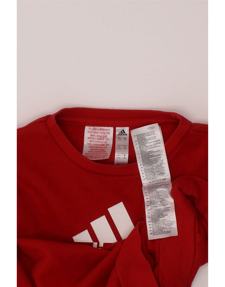 Adidas meninos moletom gráfico jumper 3-4 anos algodão vermelho