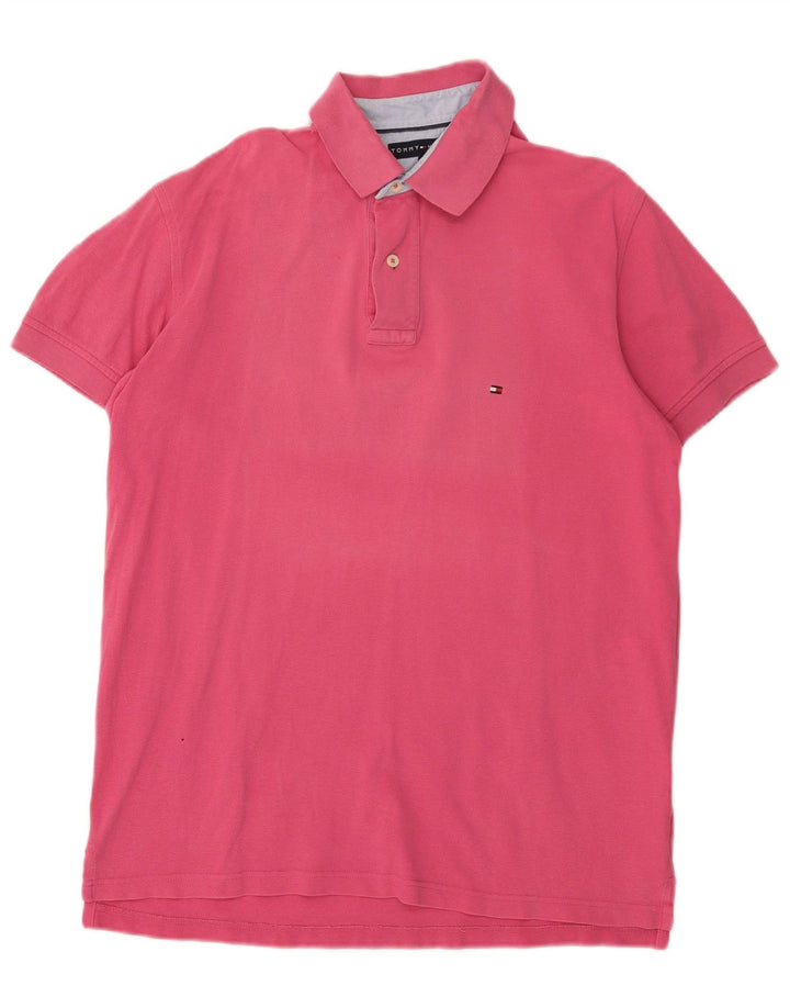 Camisa polo masculina TOMMY HILFIGER médio algodão rosa