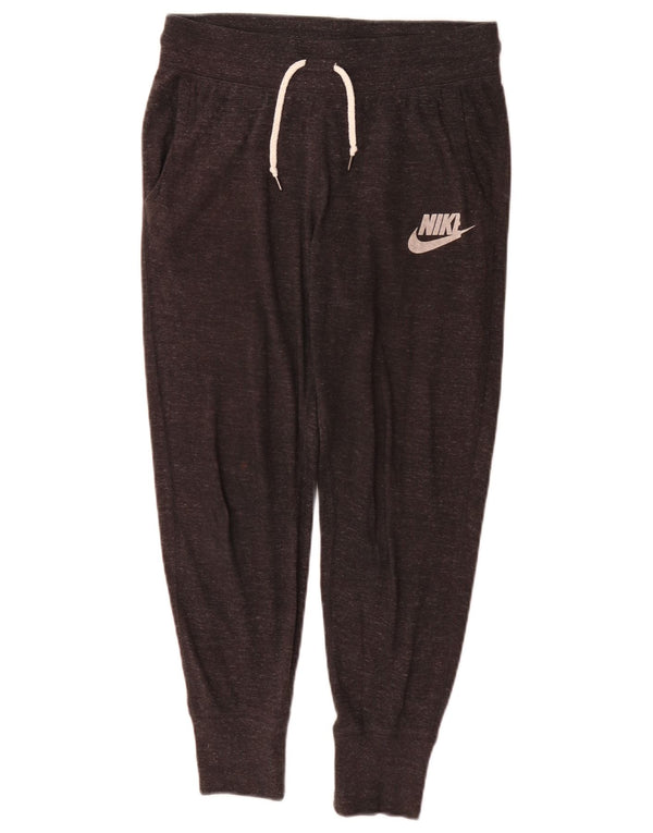 Calça de treino feminina Nike Joggers UK 8 pequena cinza manchada de algodão