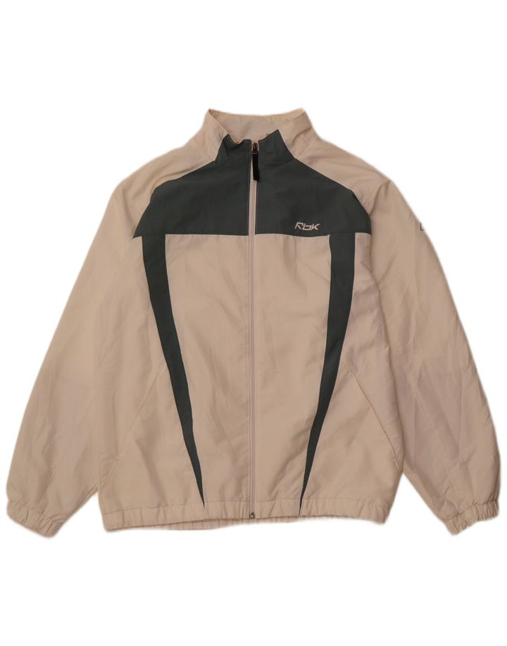 REEBOK Mens Tracksuit Top Jacket Grande Off White Colourblock Poliéster