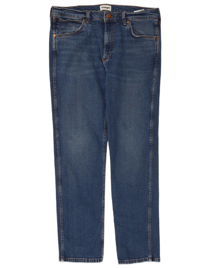 WRANGLER Masculino Greensboro Slim Jeans W36 L32 Azul Algodão