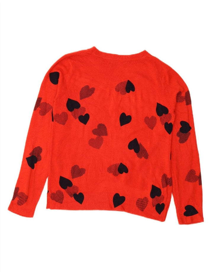 Suéter feminino MARKS & SPENCER com gola canoa e coração vermelho médio UK 12
