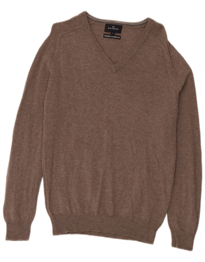 Suéter masculino Marks & Spencer Blue Harbor com decote em V, pequeno cinza