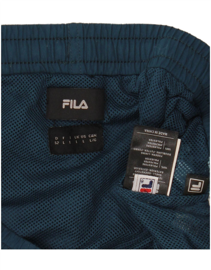 Shorts de natação masculino FILA grande poliéster colorblock azul marinho