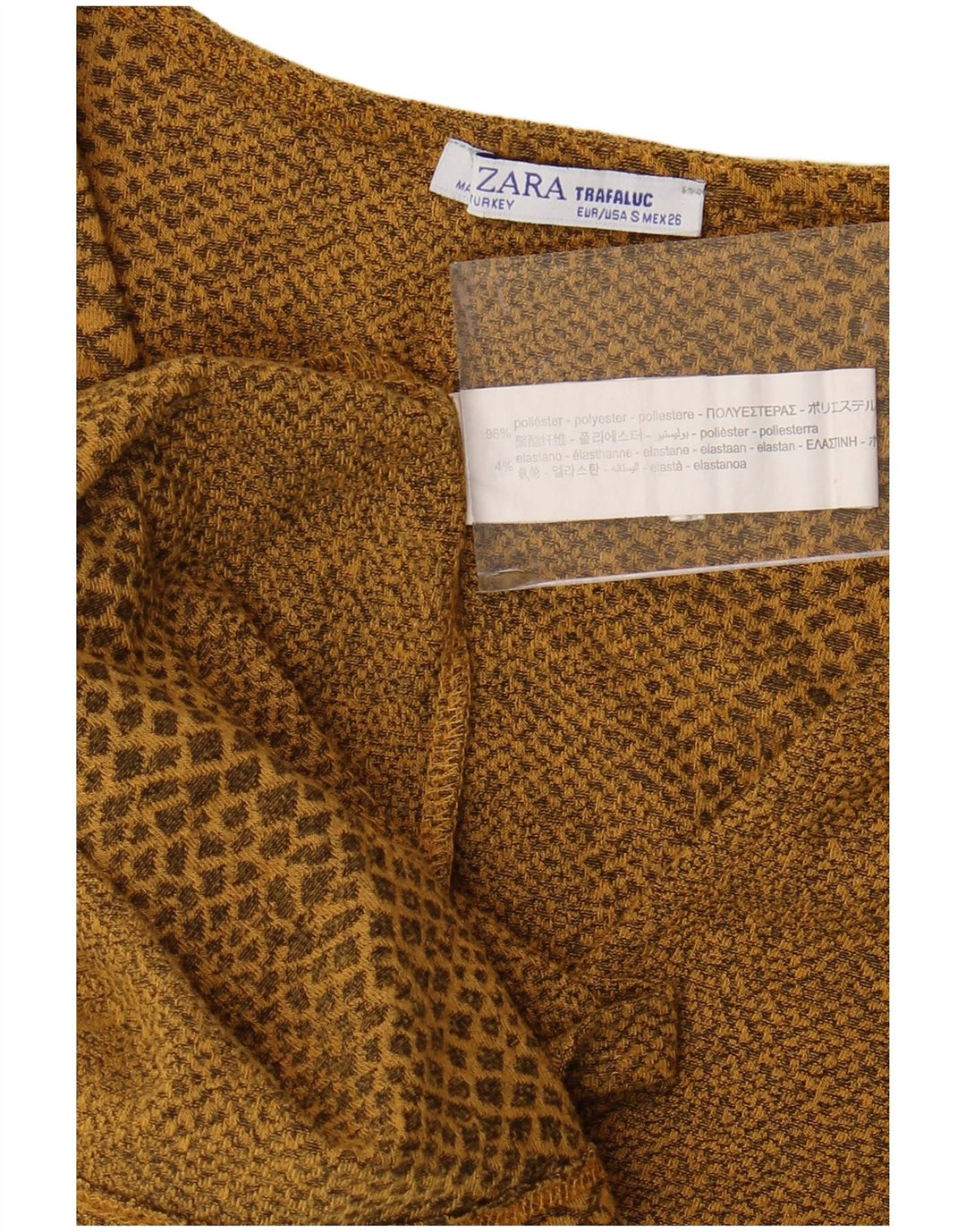 Vestido bodycon feminino de manga comprida ZARA Reino Unido 8 pequeno amarelo estampa animal