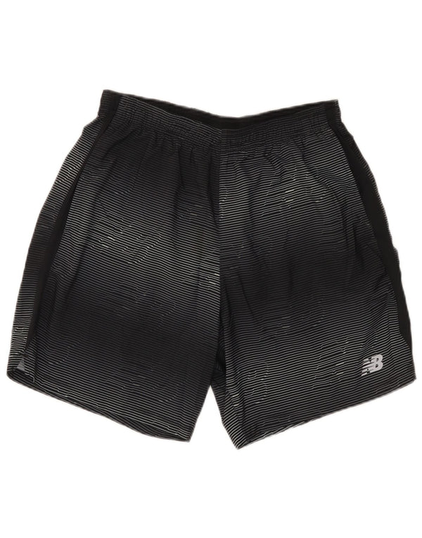 New Balance Mens Graphic Sport Shorts Medium  Black Striped Polyester