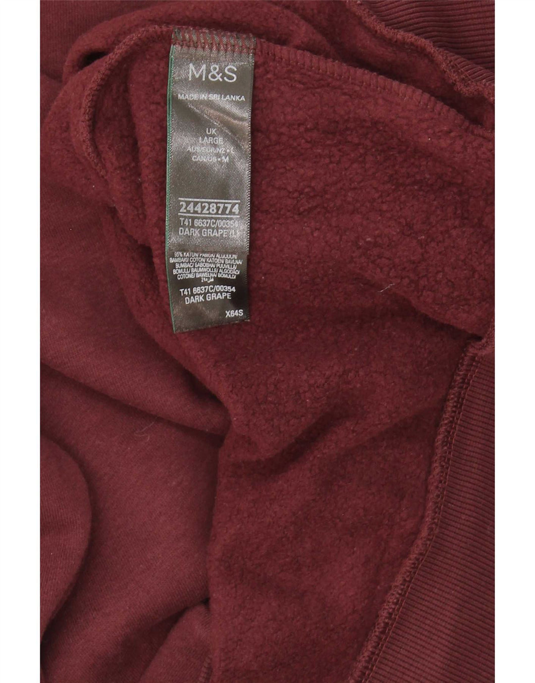 Suéter masculino Marks & Spencer grande algodão Borgonha