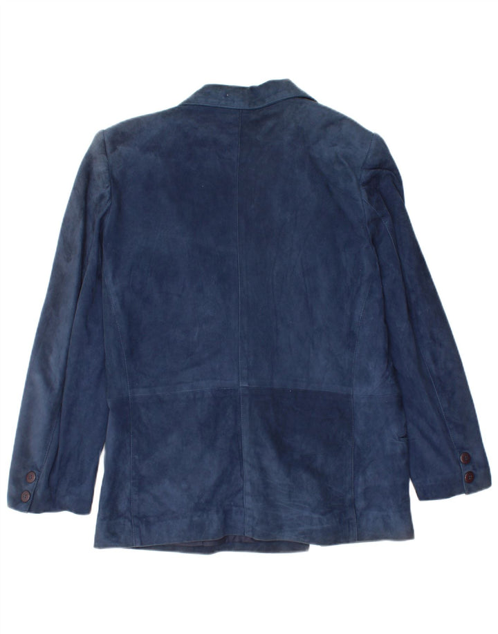 Conjunto de saia feminina Robrik de camurça de 2 peças IT 44 médio W30 couro azul marinho