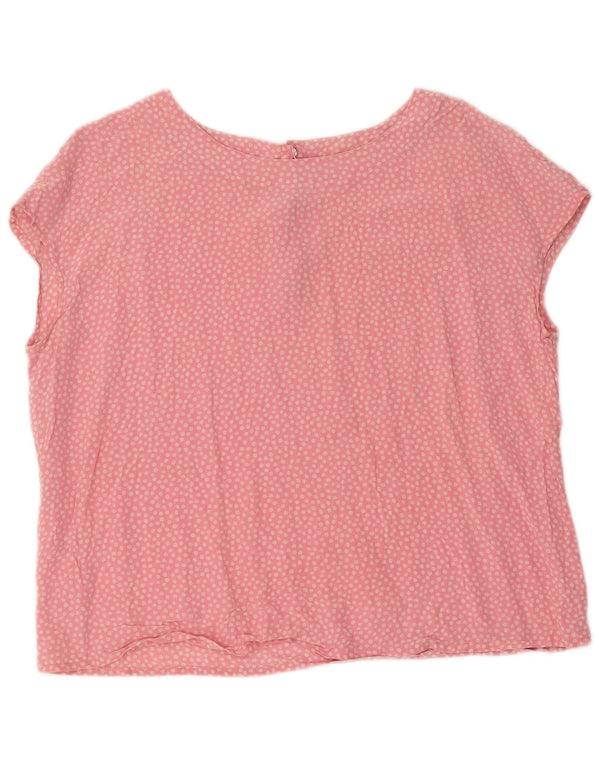 Blusa feminina vintage UK 14 grande seda de bolinhas rosa