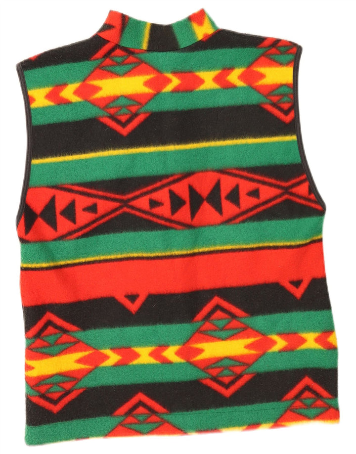 Vintage Mens Fleece Gilet UK 38 Médio Multicolorido Geométrico