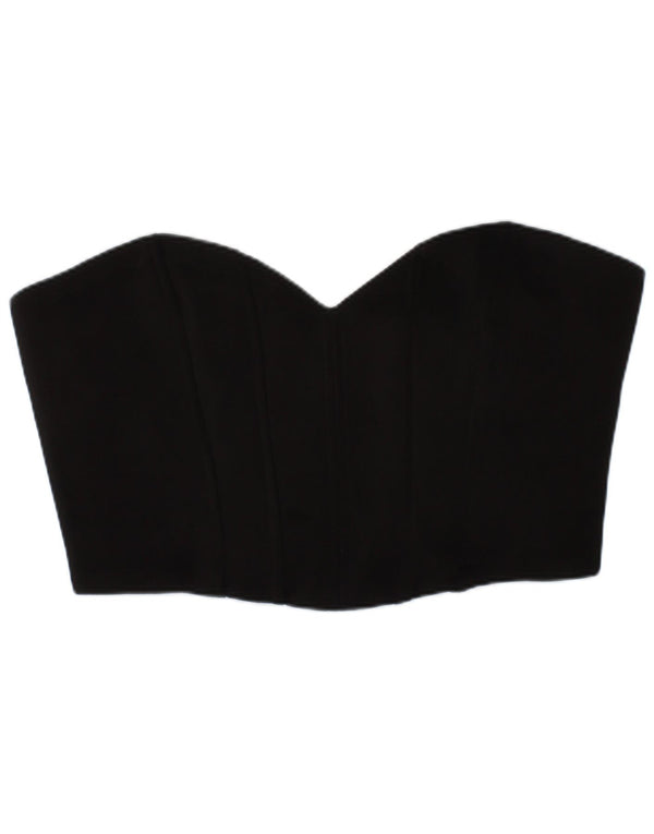 Zara Womens Crop Corset Top Medium Black Polyester