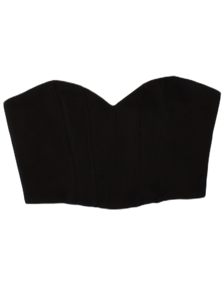 Zara Womens Crop Corset Top Médio Poliéster Preto