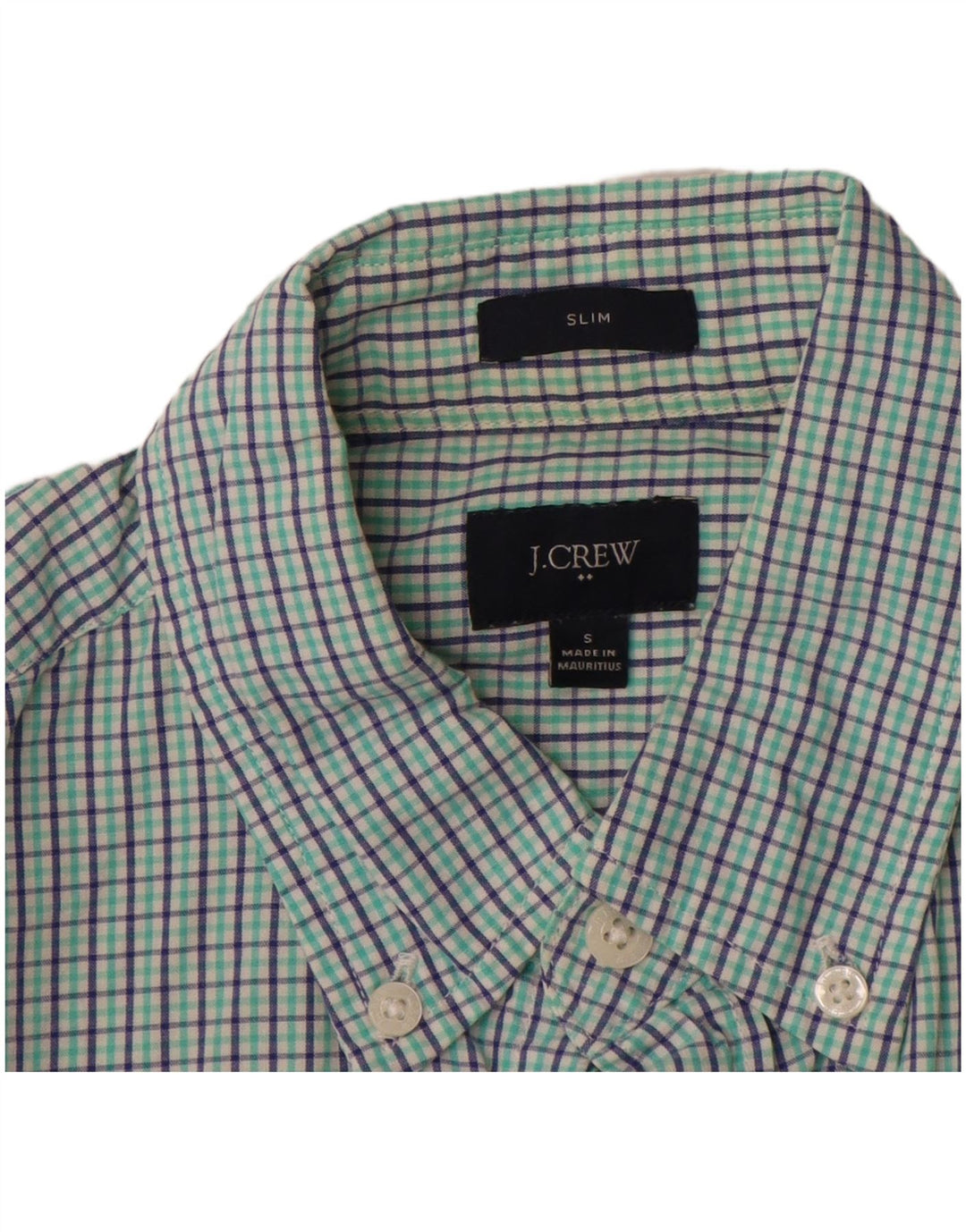 J. CREW Camisa masculina slim pequena de algodão xadrez verde