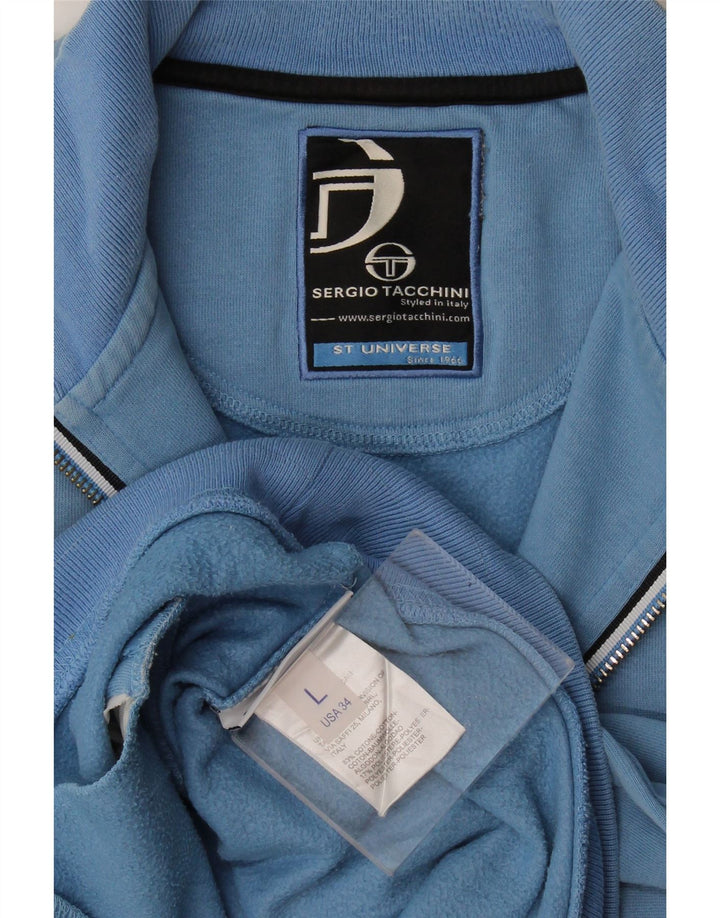Sergio Tacchini Jaqueta masculina de agasalho grande de algodão listrado azul