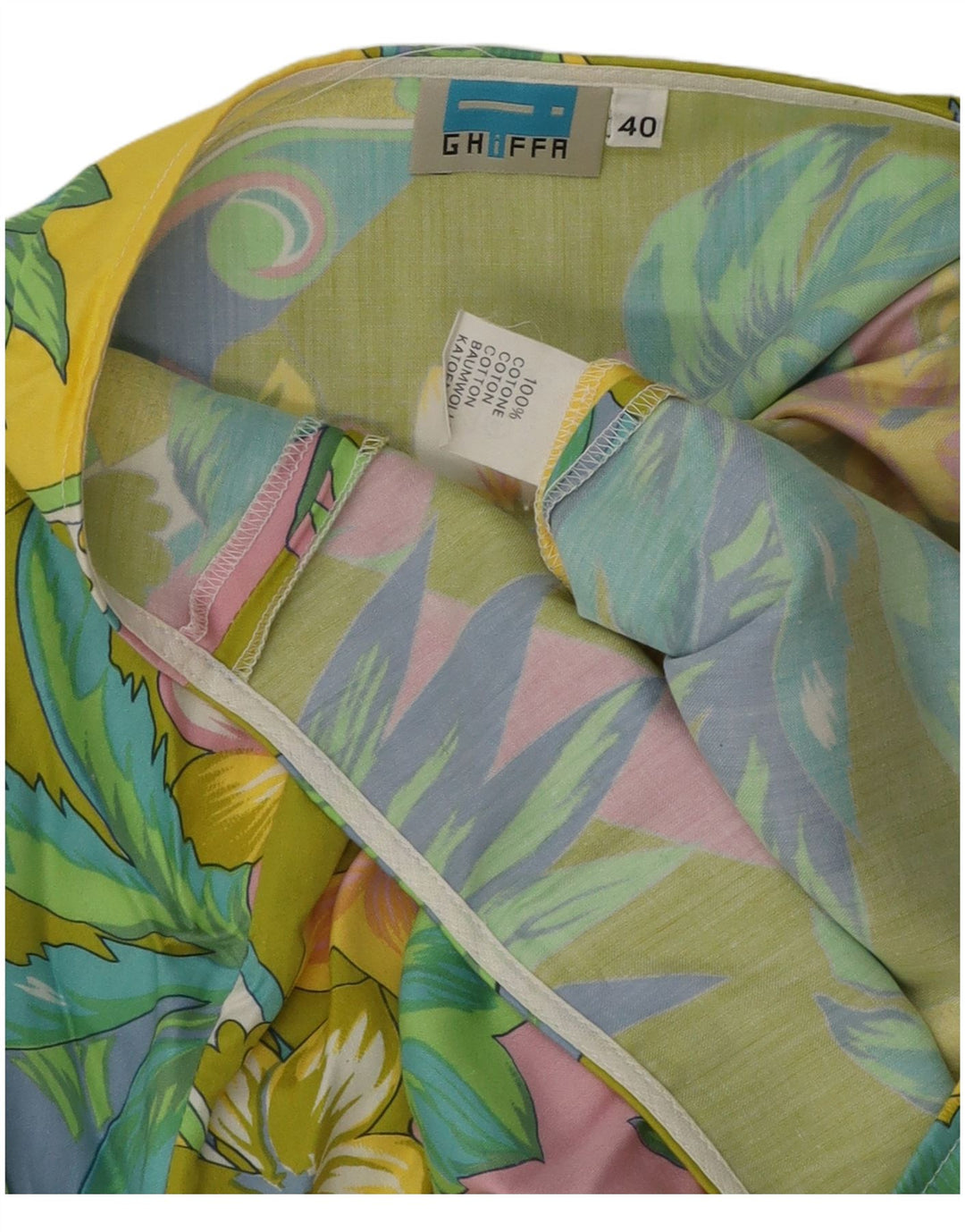 Saia feminina vintage evasê EU 40 médio W30 algodão floral multicolorido