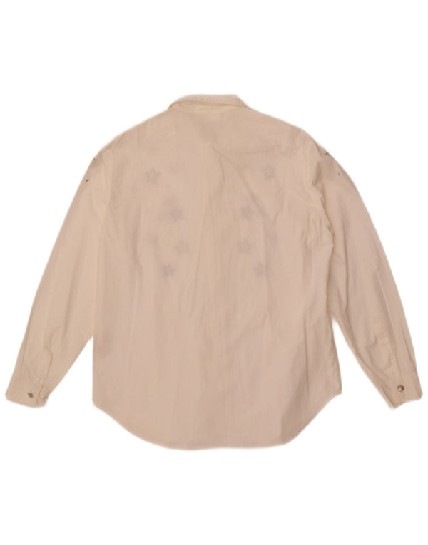 Camisa gráfica feminina Roccobarocco IT 44 algodão geométrico branco médio