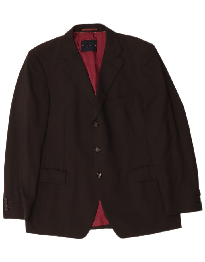 Tommy Hilfiger Jaqueta blazer masculina sob medida de 3 botões Reino Unido 42 XL marrom viscose