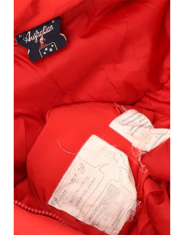 Casaco feminino acolchoado com capuz AUSTRALIAN L'ALPINA Reino Unido 16 grande poliéster vermelho