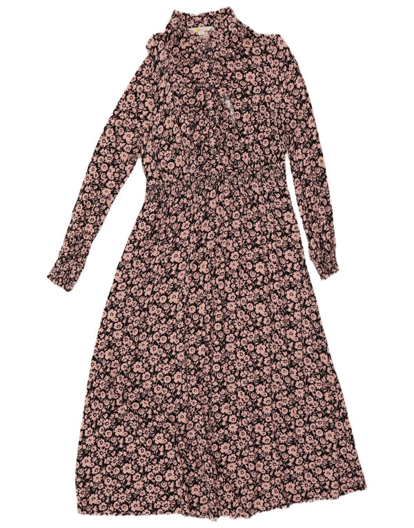 Vestido maxi feminino de manga comprida Boden UK 18 XL rosa floral