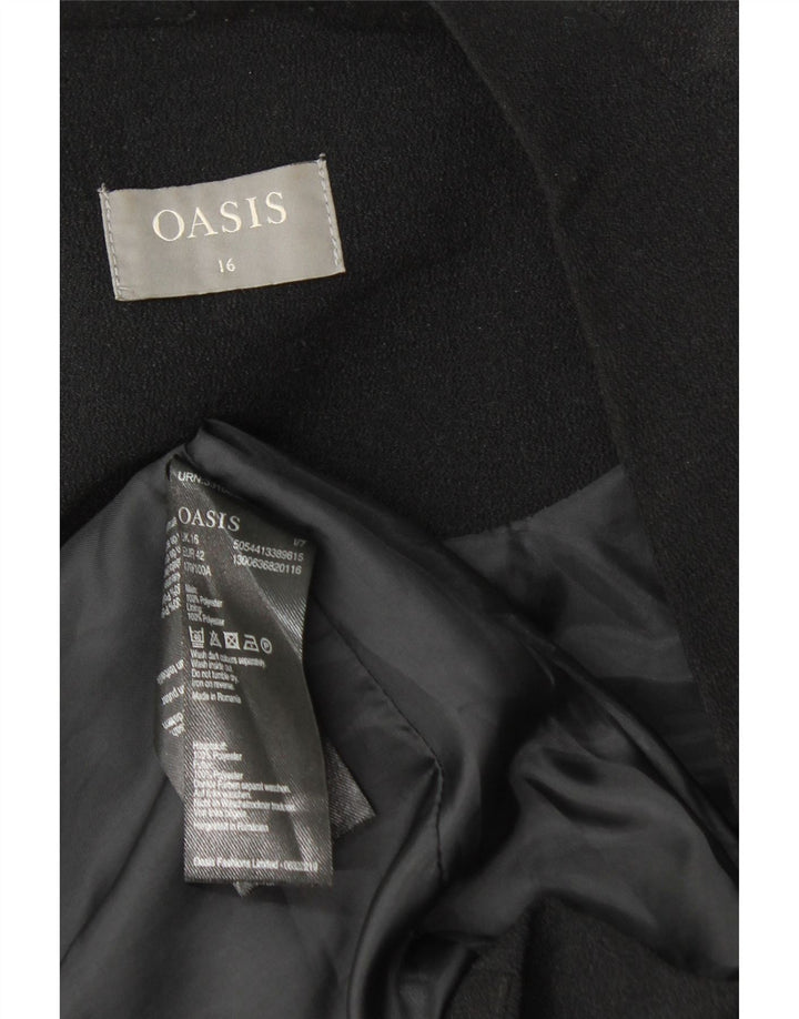 Jaqueta blazer aberta feminina Oasis Reino Unido 16 grande poliéster preto