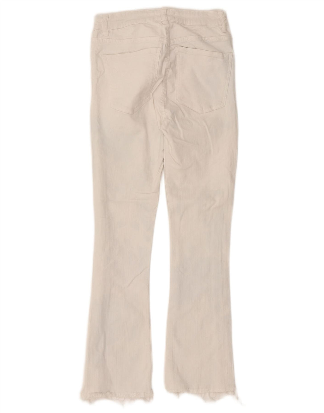 Calça jeans feminina Zara Bootcut EU 34 2XS W24 L26 algodão branco
