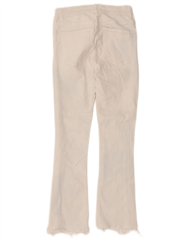 Calça jeans feminina Zara Bootcut EU 34 2XS W24 L26 algodão branco