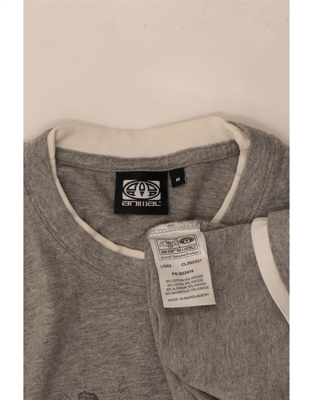 ANIMAL Camiseta masculina gráfica Top algodão cinza médio