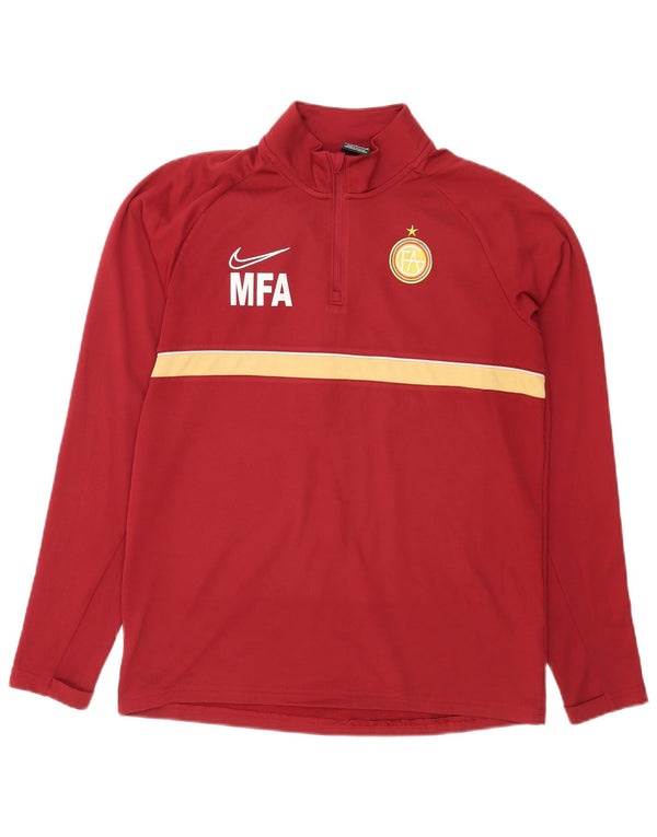 Top gráfico masculino Nike com zíper e manga comprida, bloco colorido vermelho médio esportivo