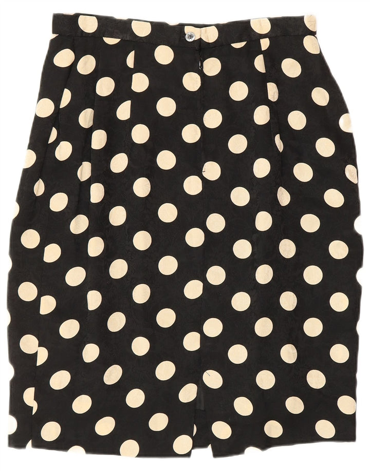 Conjunto de saia feminina vintage manga curta 2 peças Reino Unido 12 médio W28 preto