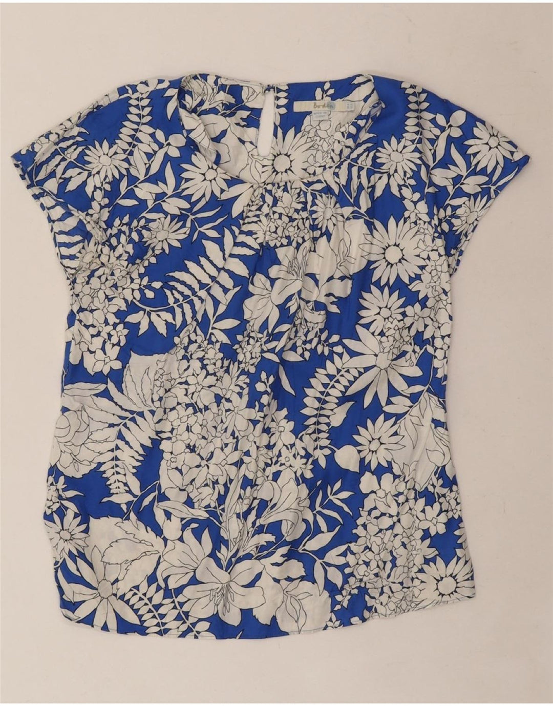 Blusa feminina BODEN UK 8 pequena viscose floral azul
