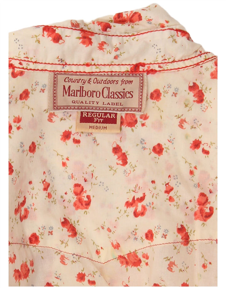 Blusa feminina Marlboro Classics Regular Fit Reino Unido 14 Médio Branco Floral