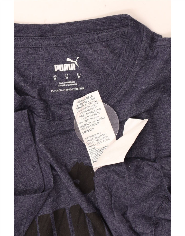 Camiseta masculina Puma Graphic Top médio algodão manchado azul marinho