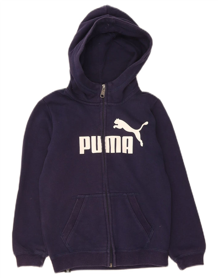 Suéter PUMA Boys Graphic Zip com capuz 7-8 anos azul marinho algodão