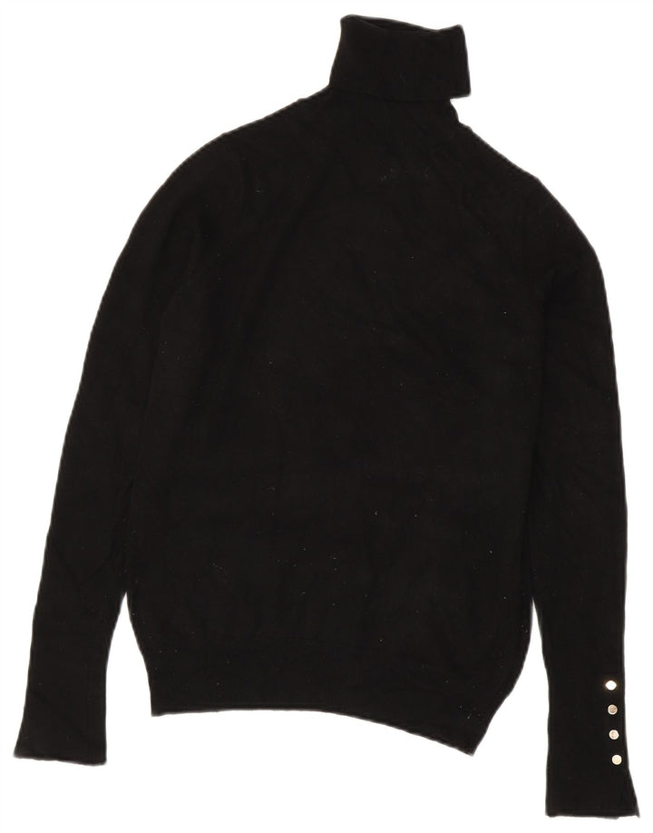 Zara Suéter feminino com gola redonda e gola redonda, preto pequeno, 10