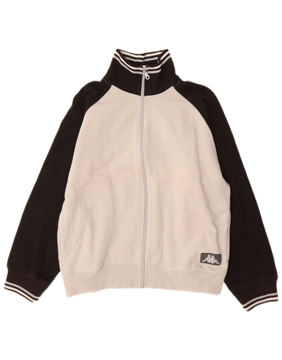 Kappa Mens Graphic Tracksuit Top Jaqueta Pequena Cinza Colorblock Algodão